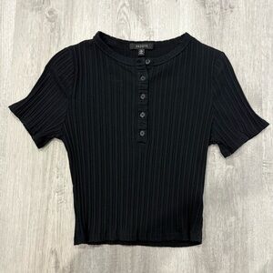 Papaya Fitted Black Crop Top